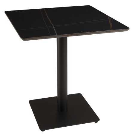 ICARE - Conjunto n.º 2: mesa bistró 70x70cm de cerámica marmoleado negro