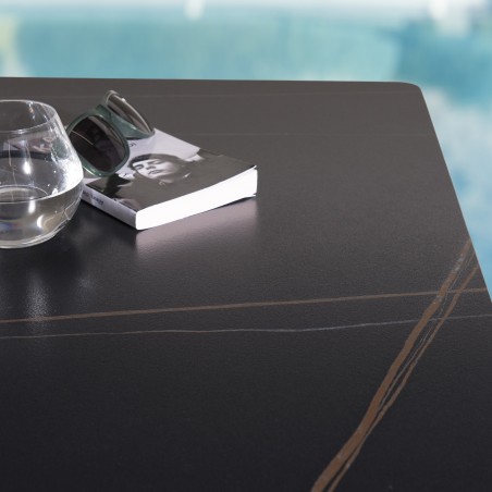 ICARE - Set n. 3: tavolo bistrot 70x70cm in ceramica marmorizzato nero