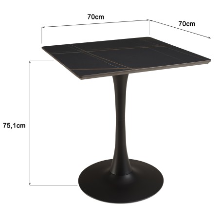 ICARE - Set nr. 3: bistrotafel 70x70cm van keramiek zwart gemarmerd