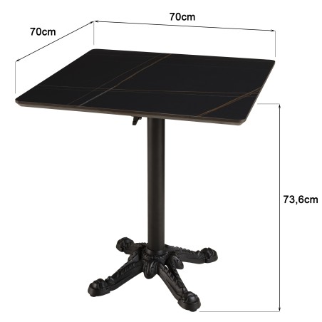 ICARE - Set n. 1: tavolo bistrot 70x70cm pieghevole in ceramica marmorizzato nero