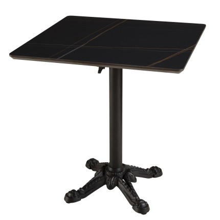 ICARE - Set Nr. 1: Bistrotisch 70x70cm klappbar aus Keramik schwarz marmoriert