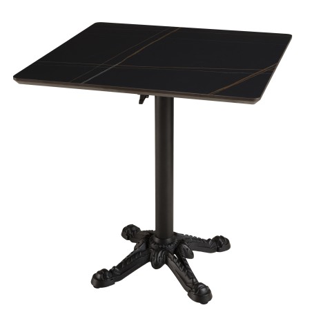 ICARE - Set no. 1: folding bistro table 70x70cm in black marbled ceramic