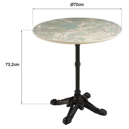 ICARE - Set Nr. 2: Bistrotisch D70cm aus Keramik grün marmoriert