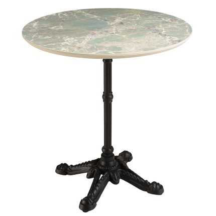 ICARE - Conjunto n.º 2: mesa bistró D70cm de cerámica marmoleado verde