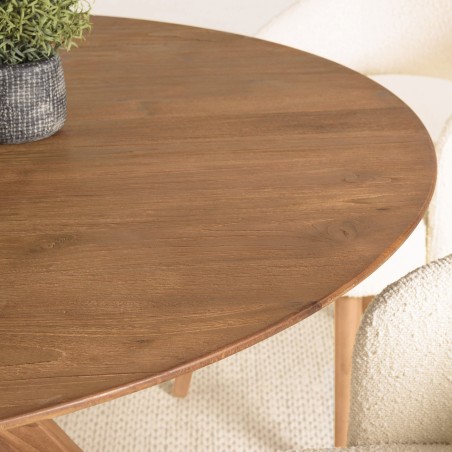 Table à manger ronde en bois de teck recyclé D130cm | Macabane