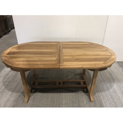 Ovale uitschuifbare tuintafel van onbehandeld teakhout 180/240*100 cm