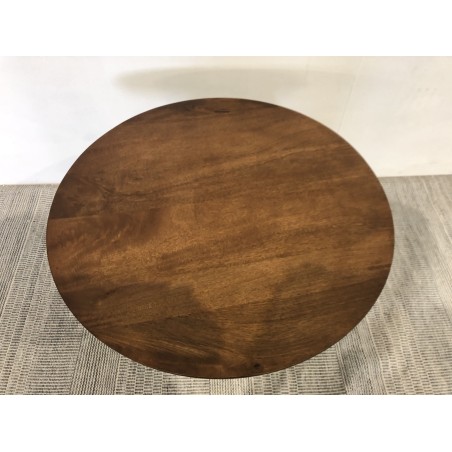 60x60 cm coffee table in mango wood with green enamel finish | Macabane Furniture