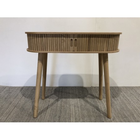 Oval console table 80x30cm in natural-coloured wood | Macabane
