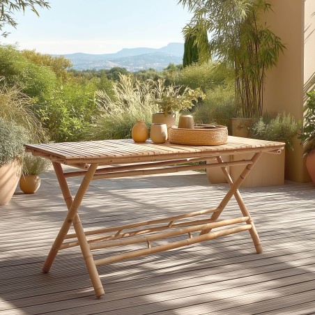 Inklapbare eettafel van bamboe 140x70cm | Macabane Meubelen