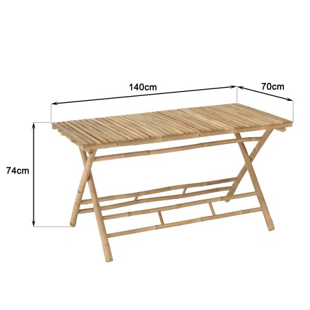 Inklapbare eettafel van bamboe 140x70cm | Macabane Meubelen
