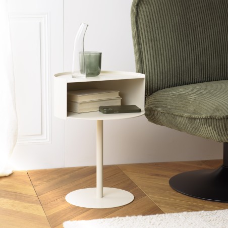 Table d'appoint ronde en acier beige D35cm | Collection Agathe