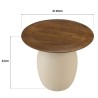 Table d'appoint plateau en manguier pied métal ivoire | Seconde main