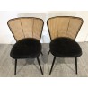 Seconde main - Lot de 2 chaises  - Assise tissu noir - Effet cannage