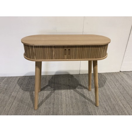 Oval console table 80x30cm in natural-coloured wood | Macabane