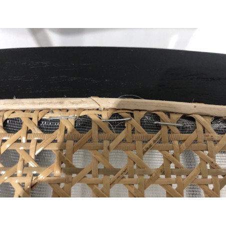 2er-Set Stühle schwarzes Holz/Naturrattan Metall
