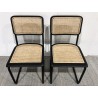 2er-Set Stühle schwarzes Holz/Naturrattan Metall
