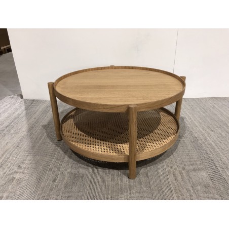80.5cm wooden coffee table with rattan shelf | Amy Collection