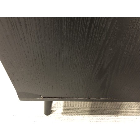 Couchtisch schwarz Holz ANGELO - 2 Schubladen und 1 Fach mit Wiener Geflecht