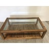 SANDY Brown Coffee Table - Glass Top & Recycled Pine | Dimensions
