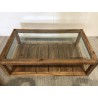 SANDY Brown Coffee Table - Glass Top & Recycled Pine | Dimensions