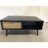 ANGELO Black Wooden Coffee Table with Drawers and Cane Finish