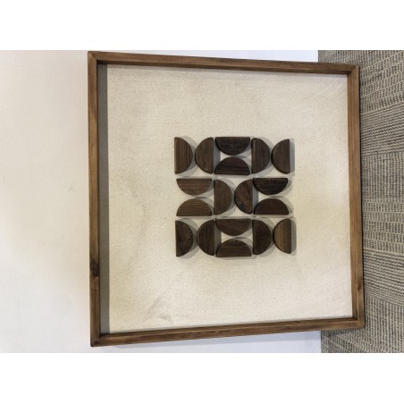 SECOND HAND - Wall decoration in recycled pine with geometric patterns, 62 x 62 cm