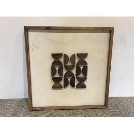 SECOND HAND - Wall decoration in recycled pine with geometric patterns, 62 x 62 cm