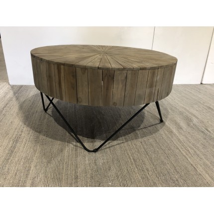 CLARA Round Coffee Table 90x90cm - Natural Teak Wood