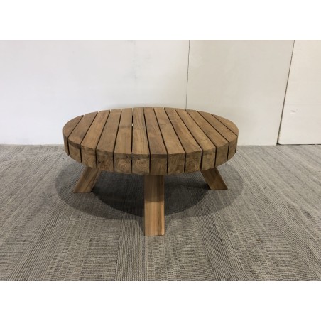 Runder Garten-Couchtisch aus recyceltem Teakholz KALLY 80x80cm