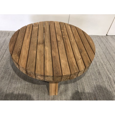 Runder Garten-Couchtisch aus recyceltem Teakholz KALLY 80x80cm