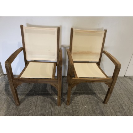 Ensemble de 2 fauteuils de jardin en bois teck - SECONDE MAIN