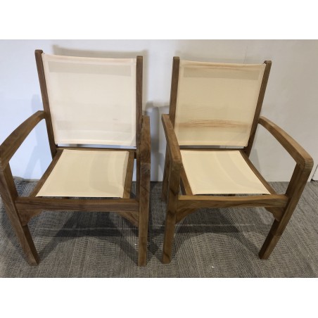 Ensemble de 2 fauteuils de jardin en bois teck - SECONDE MAIN