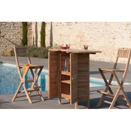FUN Teak Wood Folding Garden Bar Chair - Premium Solid Teak