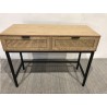 SECONDE MAIN - Console 2 tiroirs cannage naturel