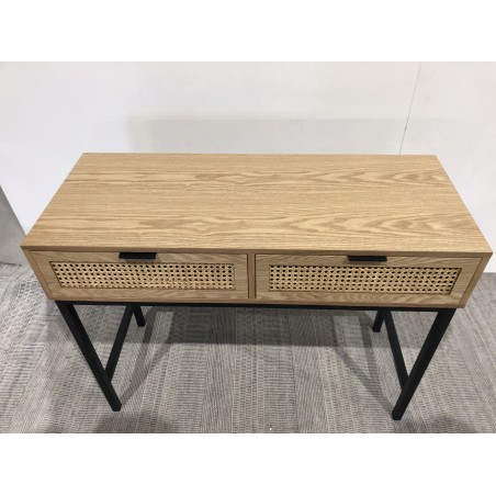 SECONDE MAIN - Console 2 tiroirs cannage naturel
