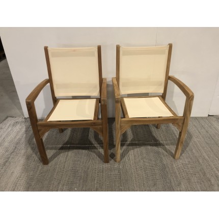 Ensemble de 2 fauteuils de jardin en bois teck - SECONDE MAIN