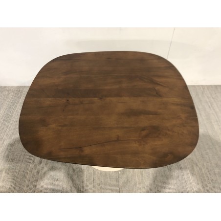 Table basse carré en manguier pied couleur ivoire | Seconde Main