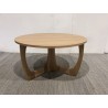 Round coffee table D80 with decorative finish and natural oak openwork base - Second Hand