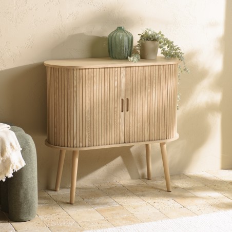 Oval sideboard, 80 x 33 cm, natural-coloured wood | Macabane Furniture