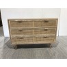 SECONDE MAIN - Commode en bois couleur naturel 3 tiroirs cannage