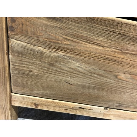 SECONDE MAIN Commode marron 2 tiroirs bois Pin recyclé