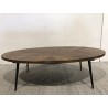 Table basse ovale KIARA 135x70cm plateau chevrons - Seconde Main