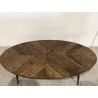 KIARA Oval Coffee Table, 135x70 cm, Herringbone Top - Secondhand