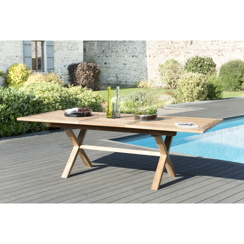 SECONDE MAIN - Table rectangulaire pieds croisés extensible