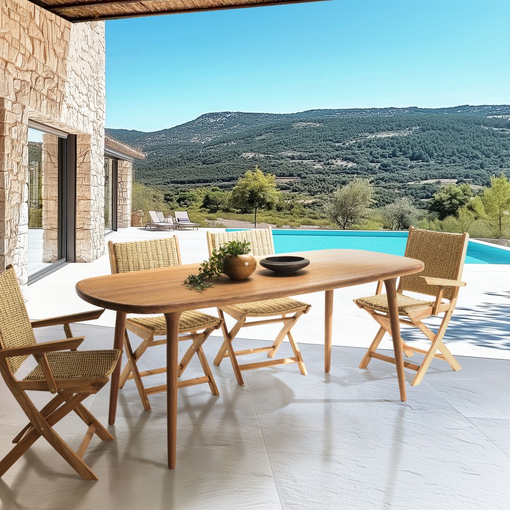 Angélique oiled wooden garden table 200x90cm
