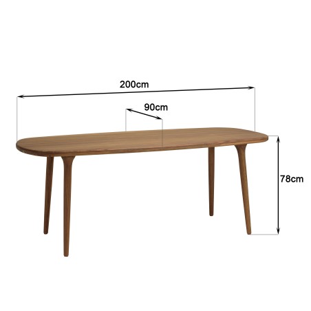 Gartentisch aus geöltem Angelique-Holz 200x90cm
