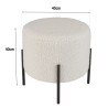 SECOND-HAND - Round stool 40x40cm white bouclé fabric with black metal legs