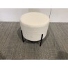 SECONDE MAIN - Tabouret rond 40x40cm tissu bouclette blanc pieds métal noir