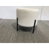 SECOND-HAND - Round stool 40x40cm white bouclé fabric with black metal legs