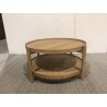 Table basse en bois 80.5cm avec tablette en rotin | Seconde Main